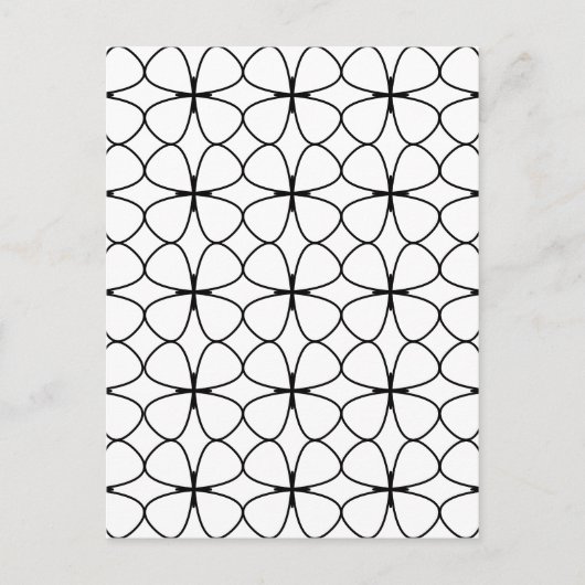 Kleeblatt 4 Leaf Clover Black and White Geometric Postkarte (Vorderseite)