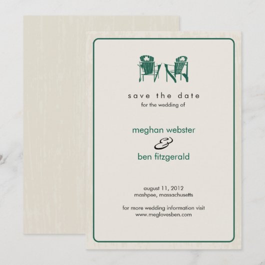 Kleeblatt Adirondack Stühle Save the Date (Vorne/Hinten)