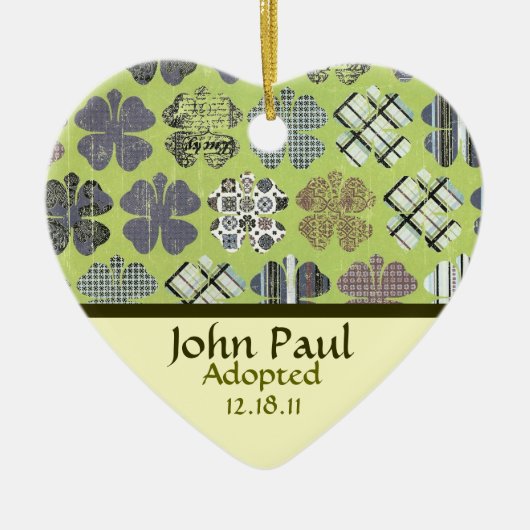Kleeblatt-Adoptions-Mitteilungs-Verzierung Keramikornament (Vorne)