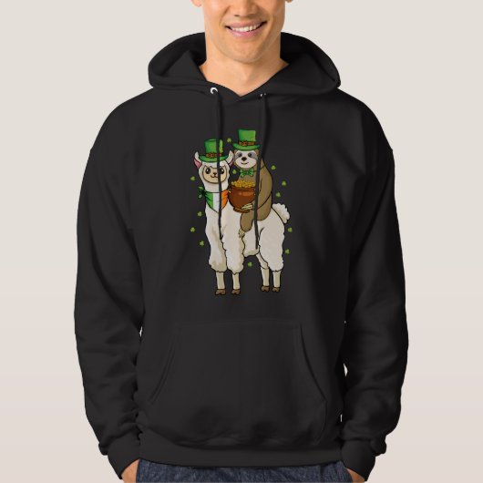 Kleeblatt Alpaca Irish Sloth Riding Llama St Patri Hoodie (Vorderseite)