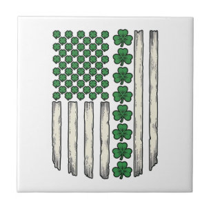 Kleeblatt-Amerikanische-Flagge-Vintage-Vektor-Desi Fliese
