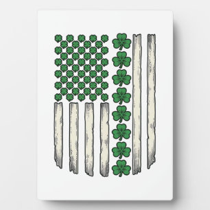 Kleeblatt-Amerikanische-Flagge-Vintage-Vektor-Desi Fotoplatte