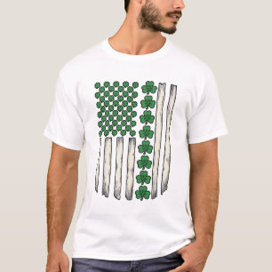 Kleeblatt-amerikanische Flagge Vintage-Vektor-Desi T-Shirt