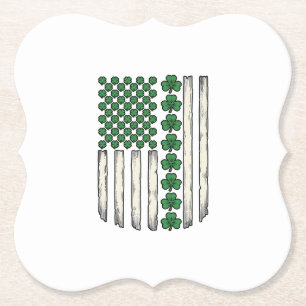 Kleeblatt-Amerikanische-Flagge-Vintage-Vektor-Desi Untersetzer
