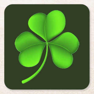 Kleeblatt an der dunkelgrünen Küste Rechteckiger Pappuntersetzer