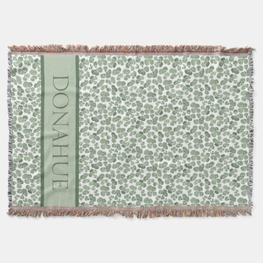 Kleeblatt Aquarell Gemustert Decke (Vorderseite)