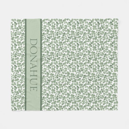 Kleeblatt Aquarell Gemustert Fleecedecke (Vorderseite (Horizontal))