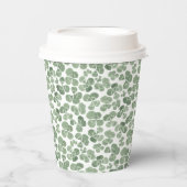 Kleeblatt Aquarell Gemustert Pappbecher (Vorderseite)