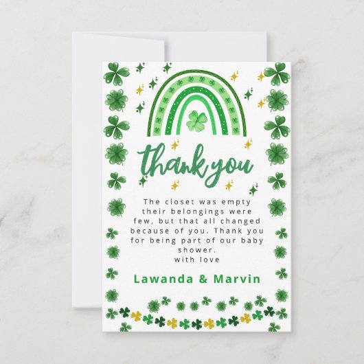 Kleeblatt | Babydusche Dankeskarte (Vorderseite)