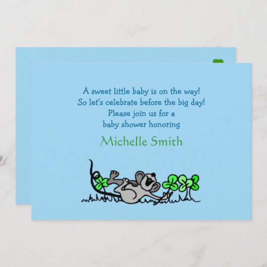 Kleeblatt; Babydusche Einladung (Vorne/Hinten)