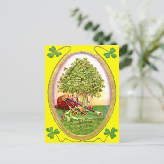 Kleeblatt Bagpipe Postkarte (Stehend Vorderseite)