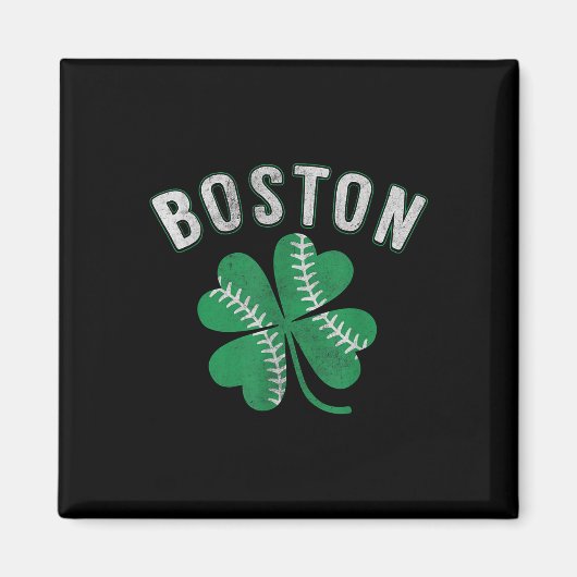 Kleeblatt Baseball Clover Boston St Patricks Day Magnet (Vorne)