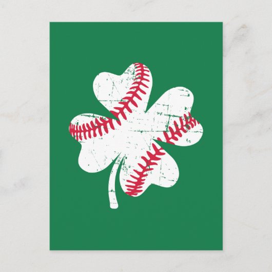 Kleeblatt Baseball St. Patrick's Day Postkarte (Vorderseite)