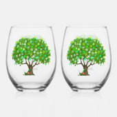 Kleeblatt Baum mit Leprechaun Weinbrille Weinglas Ohne Stiel (Rückseite)