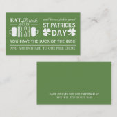 Kleeblatt & Beer Irish St Patrick's Drinks Ticket (Vorne/Hinten)