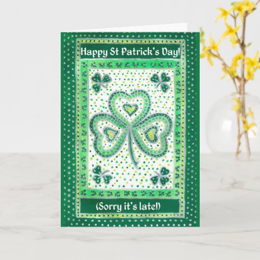 Kleeblatt Belated St Patrick's Day Card Karte (Gelbe Blume)