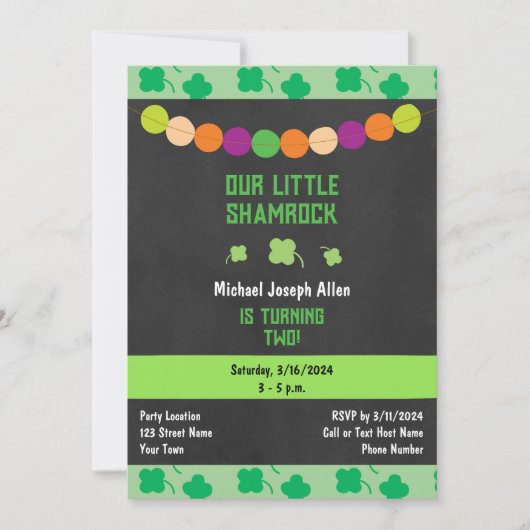 Kleeblatt Birthday Einladung (Vorderseite)