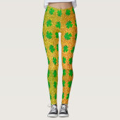 Kleeblatt Blätter grün Glitzer St Patricks Day Omb Leggings (Vorderseite)