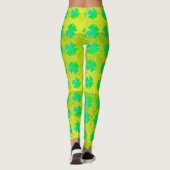 Kleeblatt Blätter Neon Green Glitzer St Patricks D Leggings (Rückseite)