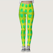 Kleeblatt Blätter Neon Green Glitzer St Patricks D Leggings (Vorderseite)
