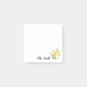 Kleeblatt-Blumenstrauß-Monogramm-Lehrer Post-it Klebezettel