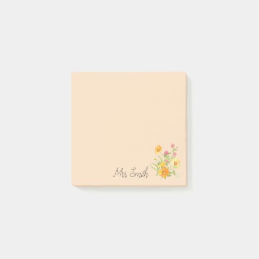 Kleeblatt-Blumenstrauß-Monogramm-Lehrer Post-it Klebezettel (Vorderseite)