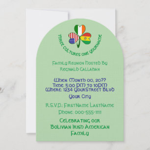 Kleeblatt Bolivien, Irland, USA-Flaggen Familienwi Einladung