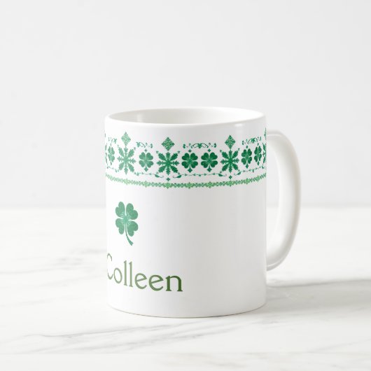 Kleeblatt Border Personalisiert St. Patrick's Day Kaffeetasse (VorderseiteRechts)