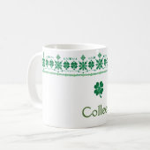 Kleeblatt Border Personalisiert St. Patrick's Day Kaffeetasse (Vorderseite Links)