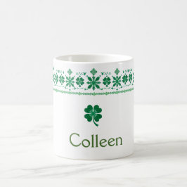 Kleeblatt Border Personalisiert St. Patrick's Day Kaffeetasse