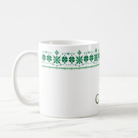 Kleeblatt Border Personalisiert St. Patrick's Day Kaffeetasse (Links)