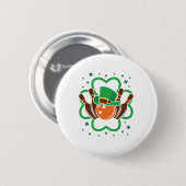 Kleeblatt Bowling Bowler St. Patricks Day Button (Vorne & Hinten)