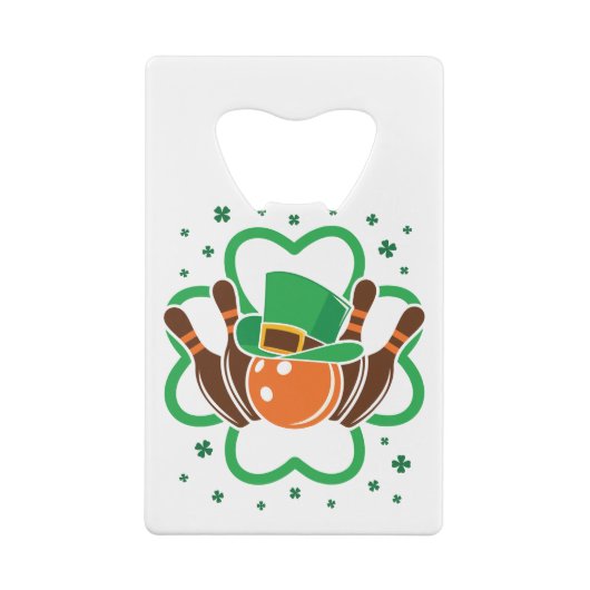 Kleeblatt Bowling Bowler St. Patricks Day Geldbeutel Flaschenöffner (Rückseite)