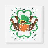 Kleeblatt Bowling Bowler St. Patricks Day Magnet (Vorne)