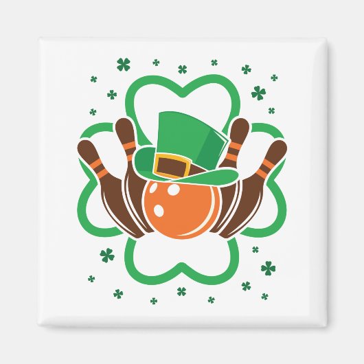 Kleeblatt Bowling Bowler St. Patricks Day Magnet (Vorne)