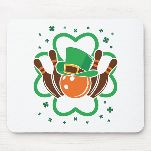 Kleeblatt Bowling Bowler St. Patricks Day Mousepad (Vorne)