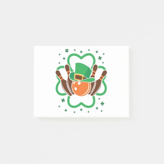 Kleeblatt Bowling Bowler St. Patricks Day Post-it Klebezettel (Vorderseite)