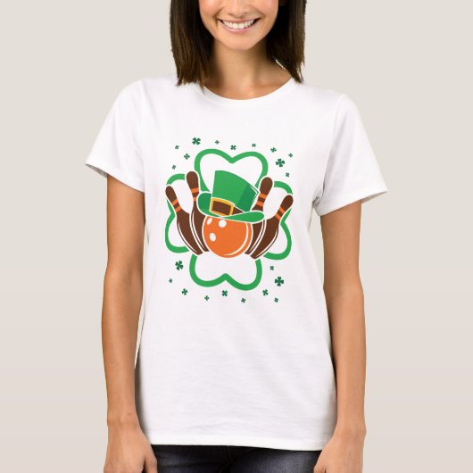 Kleeblatt Bowling Bowler St. Patricks Day T-Shirt (Vorderseite)