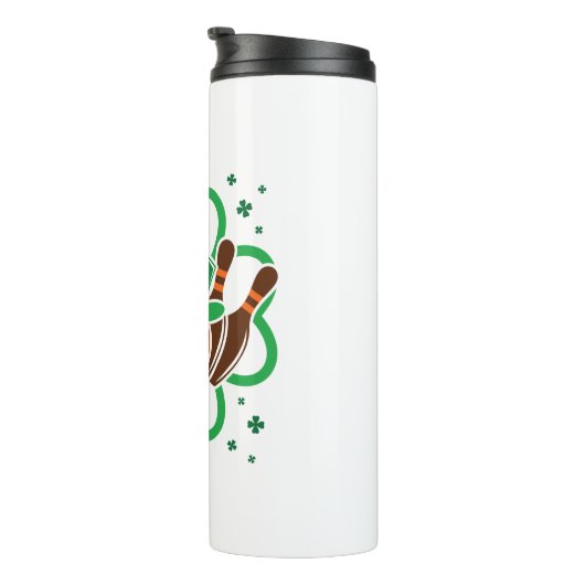 Kleeblatt Bowling Bowler St. Patricks Day Thermosbecher (Nach rechts gedreht)