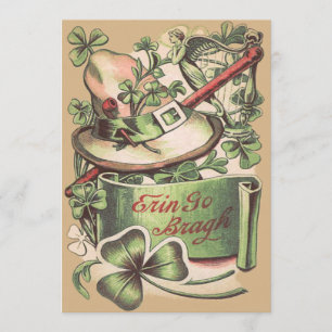 Kleeblatt Buckle Hat Pipe Shillelagh Einladung