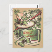 Kleeblatt Buckle Hat Pipe Shillelagh Postkarte (Vorne/Hinten)