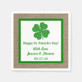 Kleeblatt & Burlap St. Patrick's Day Serviette (Vorderseite)