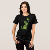 Kleeblatt Cat - Minimalistischer St. Patrick's Day Tri-Blend Shirt (Vorderseite voll)