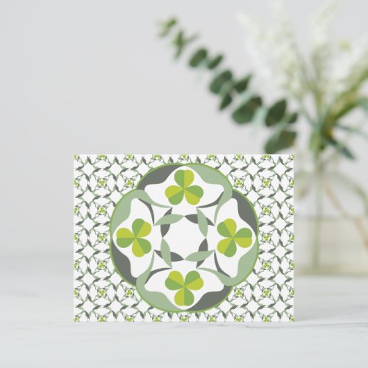 Kleeblatt Celtic Inspiriert Pattern St. Patrick's Postkarte (Stehend Vorderseite)