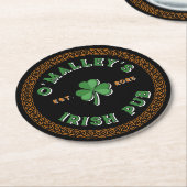 Kleeblatt Celtic Knot Border Irish Pub Runder Pappuntersetzer (Angewinkelt)