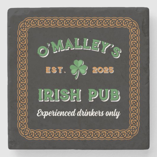 Kleeblatt Celtic Knot Border Irish Pub Steinuntersetzer (Vorderseite)