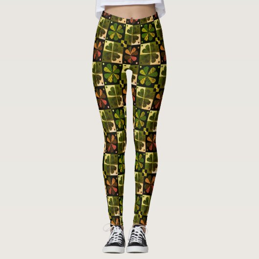 Kleeblatt-Checkerboard-Muster Leggings (Vorderseite)