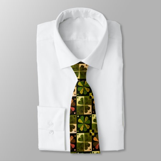 Kleeblatt Checkerboard Muster Neck Tie Krawatte (Gebunden)