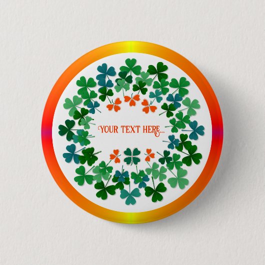 Kleeblatt Circle Custom Text Classic Round Aufkleb Button (Vorderseite)