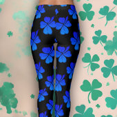 Kleeblatt Clover Blue Pattern St. Patrick`s Day Leggings